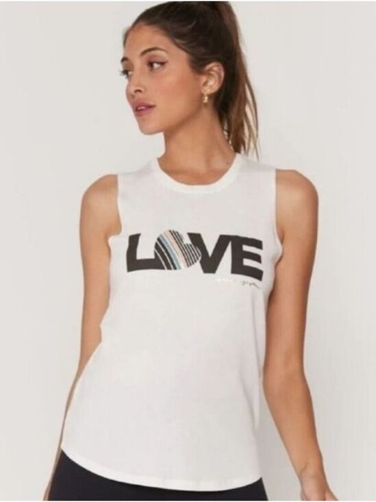 Spiritual Gangster Tops - Spiritual Gangster LOVE Graphic Cotton Modal Muscle Tank Top Size Large